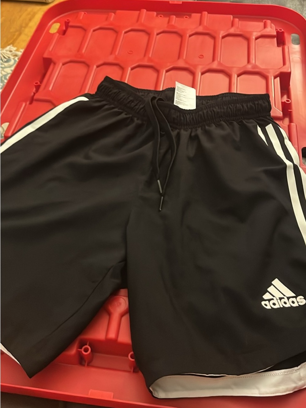Adidas Men’s Black Athletic Shorts with White Stripes